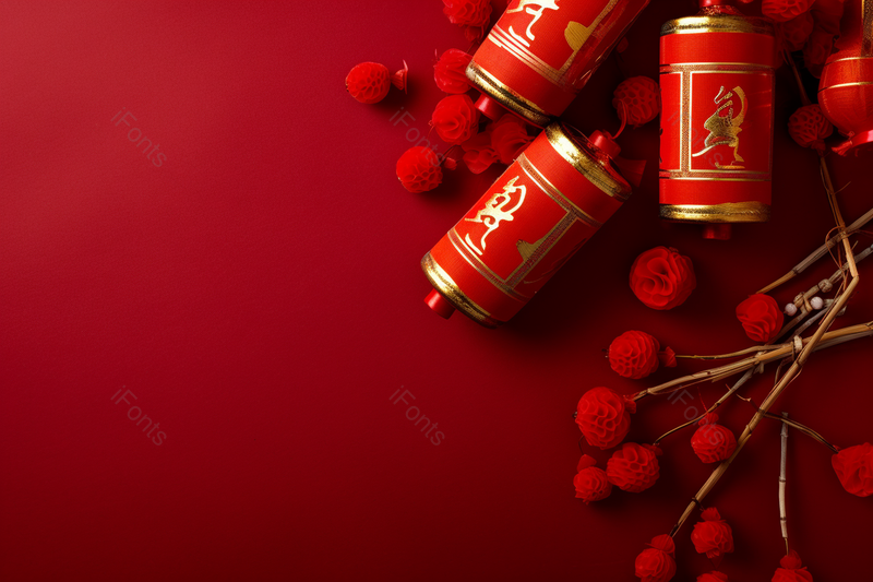 新年元旦春节纸灯笼红色花朵背景摄影图,高清,摄影图,摄影图片,图片大全,摄影图免费下载